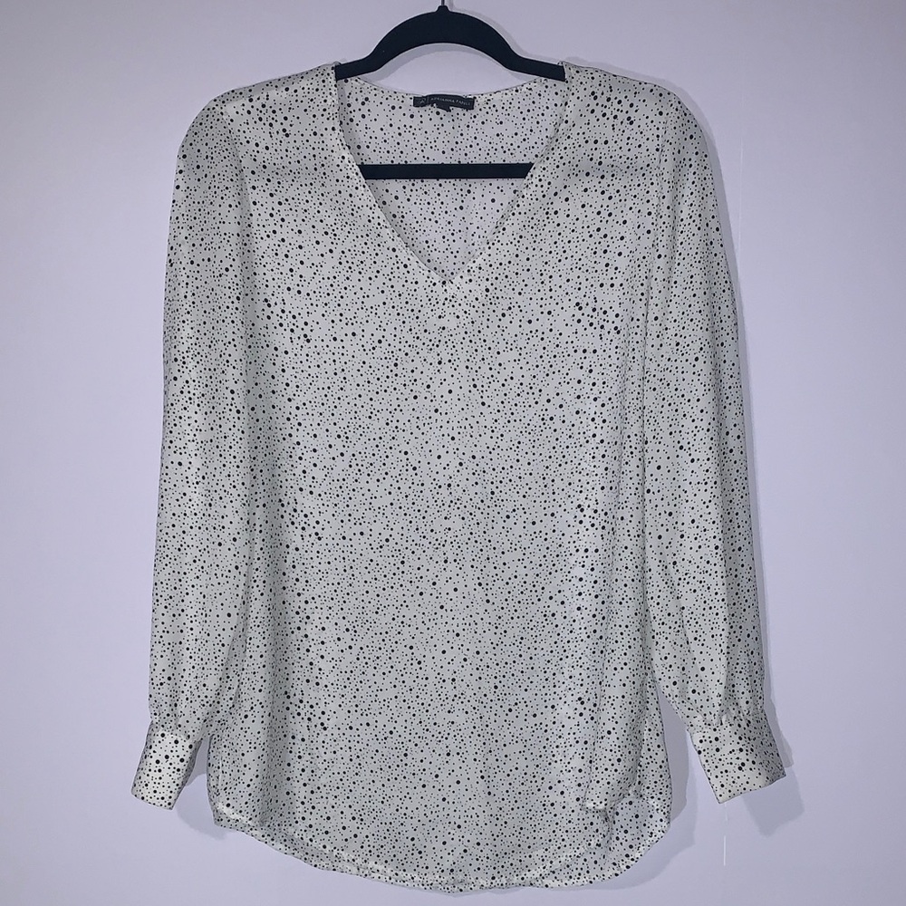 Adrianna Papell White and Black Patterned Blouse Size Small